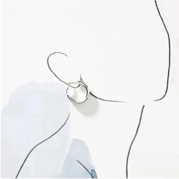 New! Anthropologie Cannes Silver Wide Hoop Earrings (1017) NWOT - Picture 4 of 5